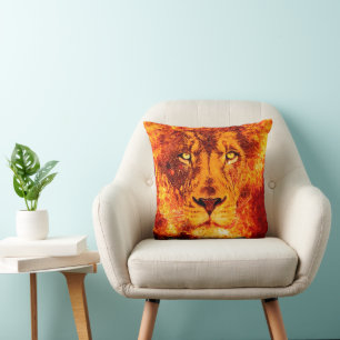 Digital Art Flaming Lion Kissen