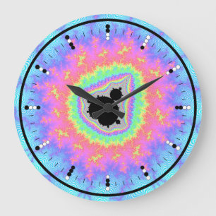 Digital (Binary) Analog Clock w Mandelbrot Fractal Große Wanduhr