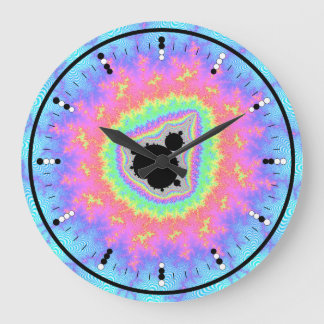 Digital (Binary) Analog Clock w Mandelbrot Fractal Große Wanduhr