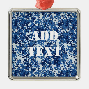Digital Blue Military Pattern Silbernes Ornament