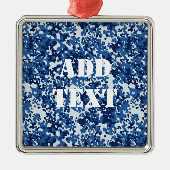 Digital Blue Military Pattern Silbernes Ornament (Vorne)