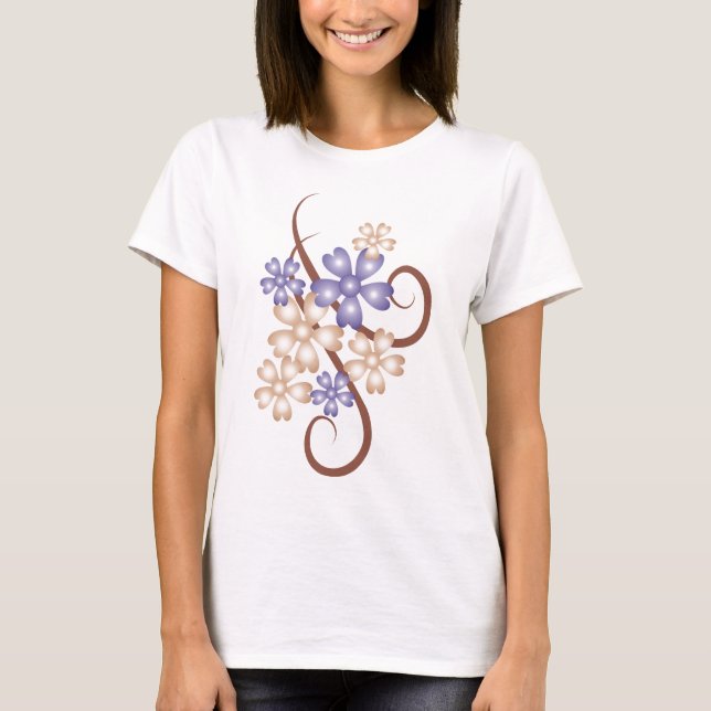 Digital-Blumenmuster-Spitzen T-Shirt (Vorderseite)