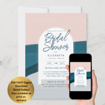 DIGITAL Brautparty Invite Blue Pink Navy