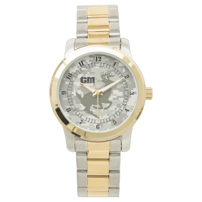 Digital Camouflage Deh Camouflage Monogram Armbanduhr (Vorderseite)