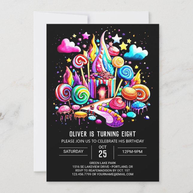 Digital Candyland Birthday Einladung (Vorderseite)