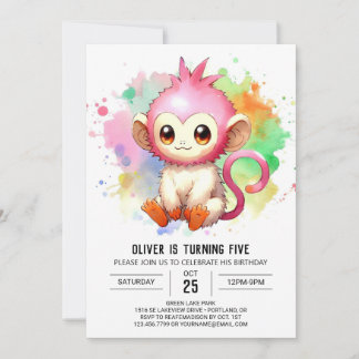 Digital Chic Monkey Geburtstag Einladung