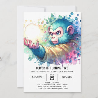 Digital Chic Monkey Geburtstag Einladung