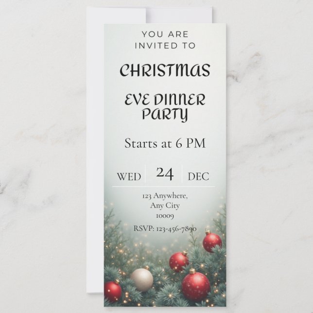 Digital Christmas Eve Dinner party Invitation (Devant)