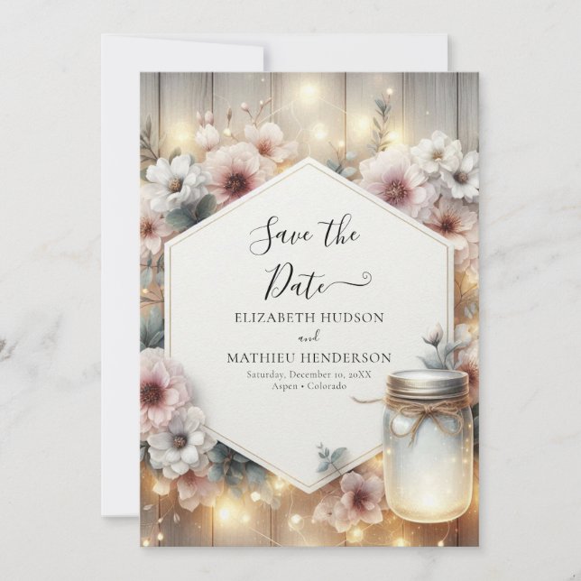 Digital Classic Mason Jar Wedding Save The Date (Vorderseite)