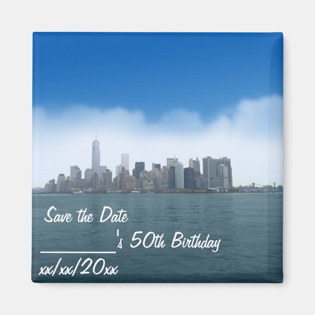 Digital Clear Sky in NYC Speichern Sie das Date Ma Magnet (Vorne)