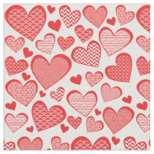 Digital Collage Style Red Gemustert Hearts Stoff
