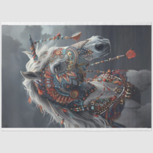 Digital Decoupage des Stamm-bemalten Einhorns Seidenpapier