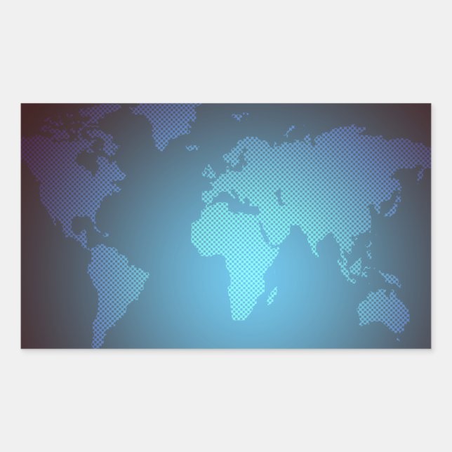 Digital Dot World Map Gradient Art Rechteckiger Aufkleber (Vorderseite)