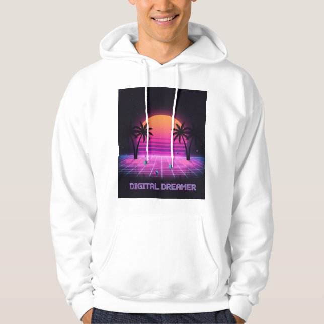 Digital Dreamer Oversized Synthwave Hoodie (Vorderseite)