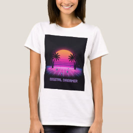 Digital Dreamer Retro-Sonnenuntergangs-T-Shirt | Y T-Shirt