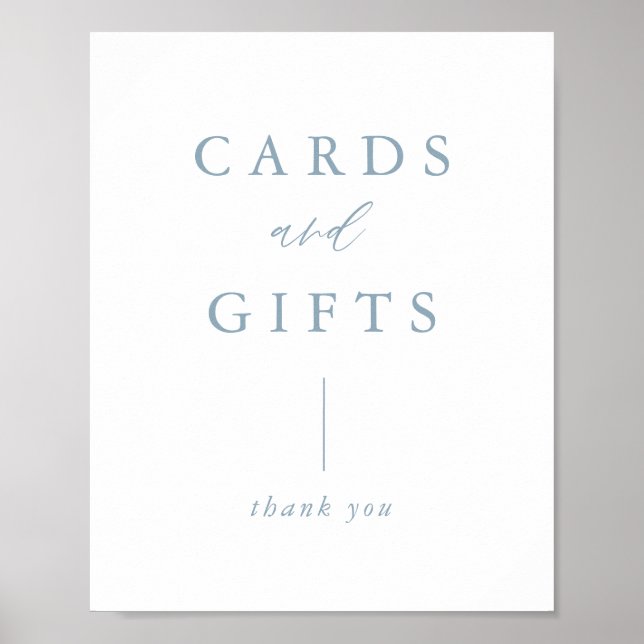 Digital Dusty Blue Cards and Gifts Wedding Sign Poster (Vorne)