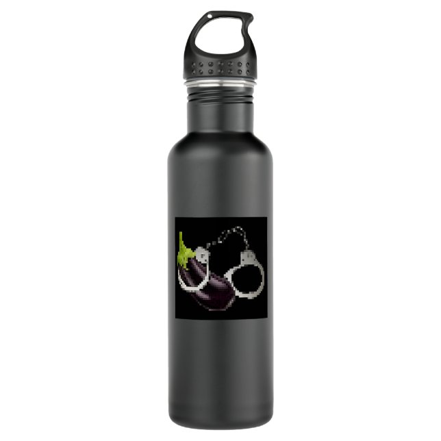 Digital Eggplant w Handschellen Edelstahlflasche (Vorderseite)