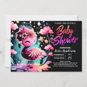 Digital Elegant Flamingo Baby Shower Einladung