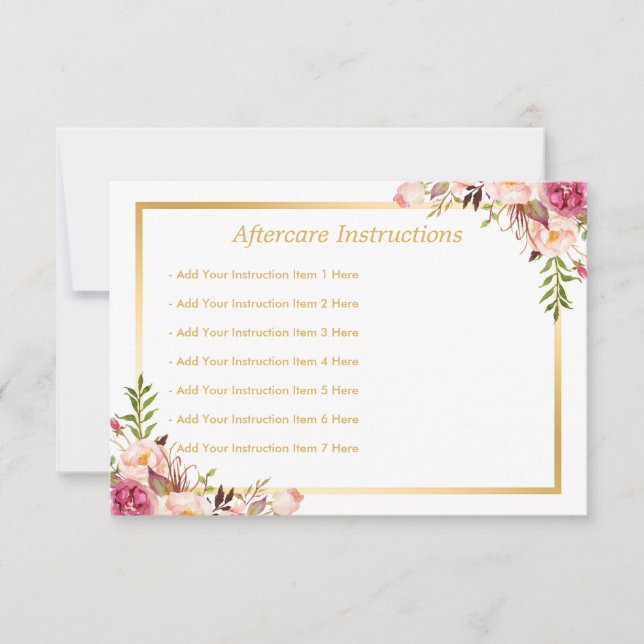 [Digital] Elégante carte de soins postérieurs Flor (Devant)