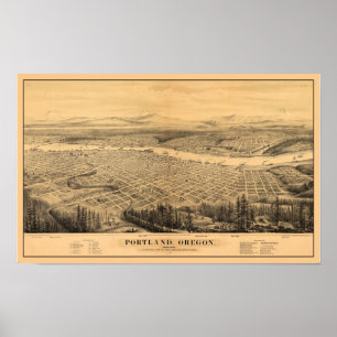 DIGITAL ENTFERNT: Portland ODER Panorama Karte Poster
