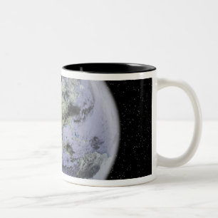 Digital erhöhtes Bild der vollen Erde Zweifarbige Tasse