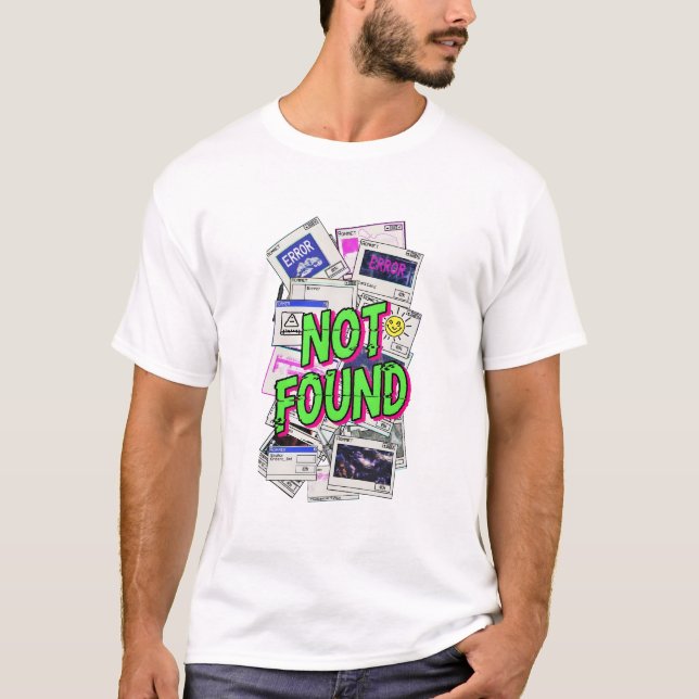 Digital Error Pop-up Glitch Art Not Found T-Shirt (Vorderseite)