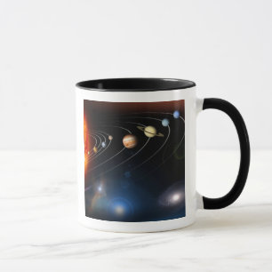 Digital erzeugtes Bild unseres Sonnensystems Tasse