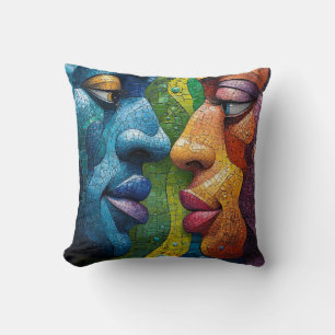 Digital Face Art - Futuristisches Abstraktes Portr Kissen
