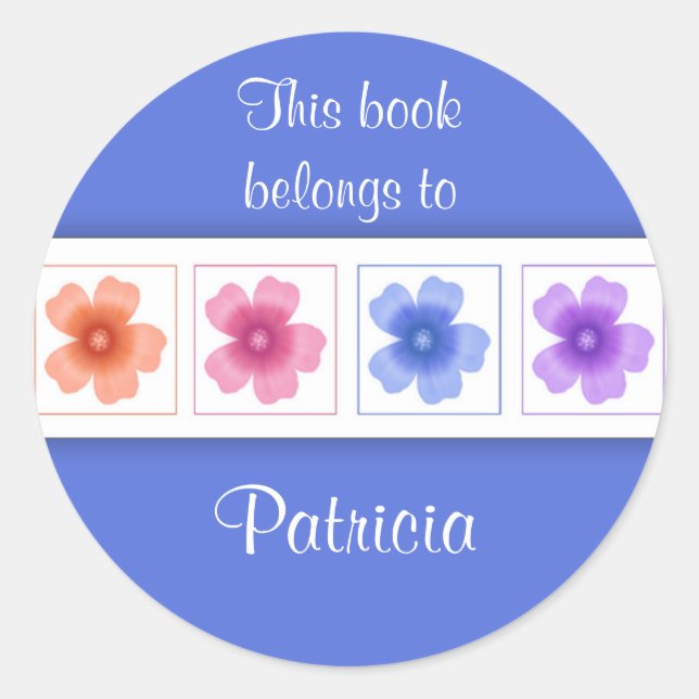 Digital Floral Blume Custom Buchzeichen Labels Runder Aufkleber (Vorderseite)