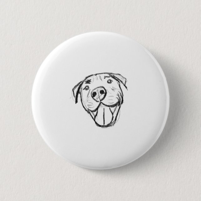 digital gezeichneter lächelnder Pitbull Button (Vorderseite)