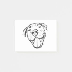 digital gezeichneter lächelnder Pitbull Post-it Klebezettel