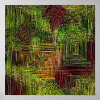 Digital Glitch Geometric Fabric Pattern Poster