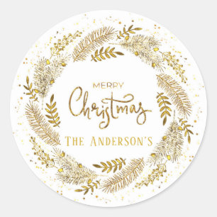 Digital Gold Foil Frohe Weihnachten Custom Runder Aufkleber