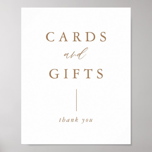 Digital Gold Rustic Cards and Gifts Wedding Sign Poster (Vorne)
