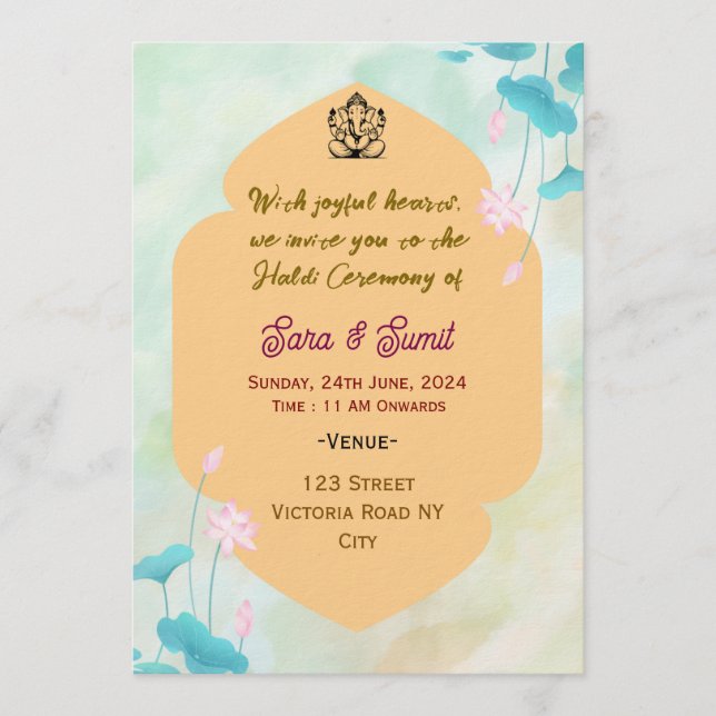 Digital Haldi Ceremony Invitations  (Devant)