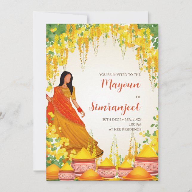 Digital Haldi Einladungen & Mayoun Einladungen (Vorderseite)