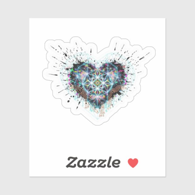 Digital Heart Sacred Geometry Heart Design  Aufkleber (Blatt)
