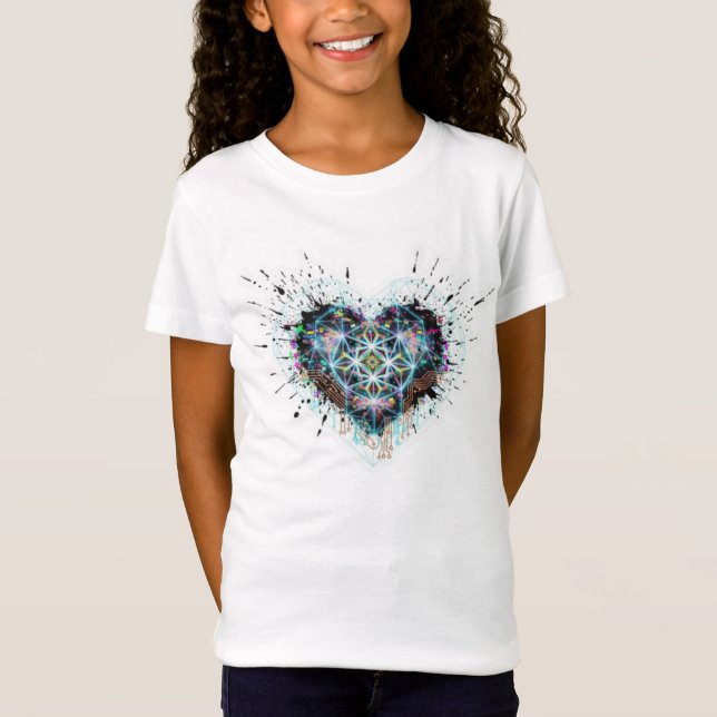 Digital Heart Sacred Geometry Heart Design  T-Shirt (Vorderseite)