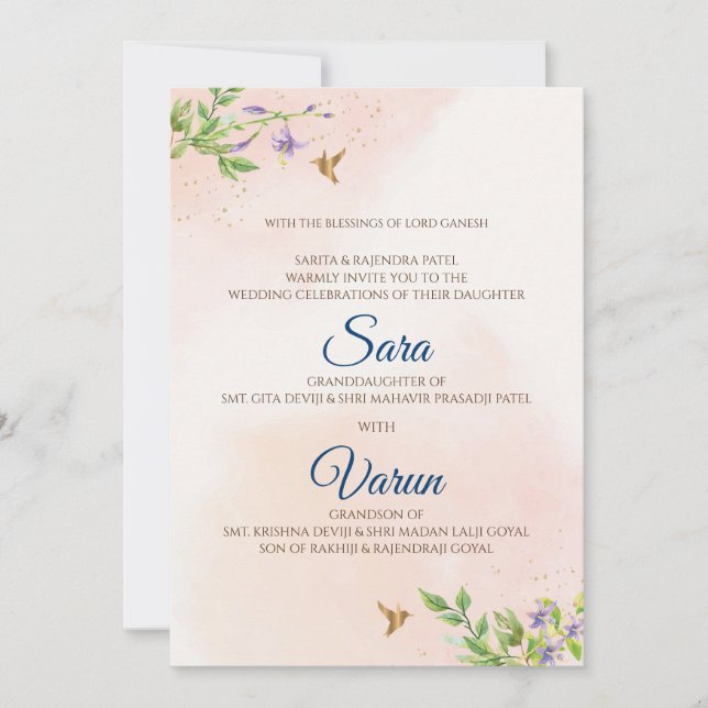 Digital Hindu Wedding Card Indische Hochzeitkarte Einladung (Vorderseite)