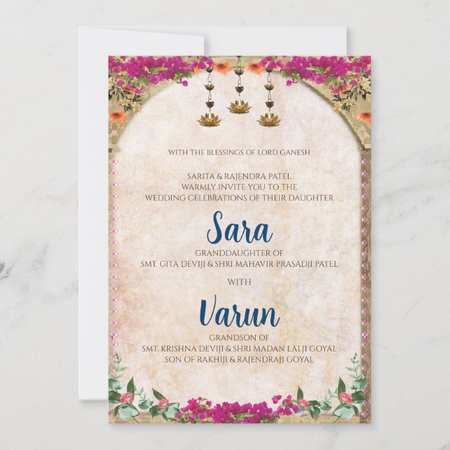 Digital Hindu Wedding Card Indische Hochzeitkarte Einladung (Vorderseite)