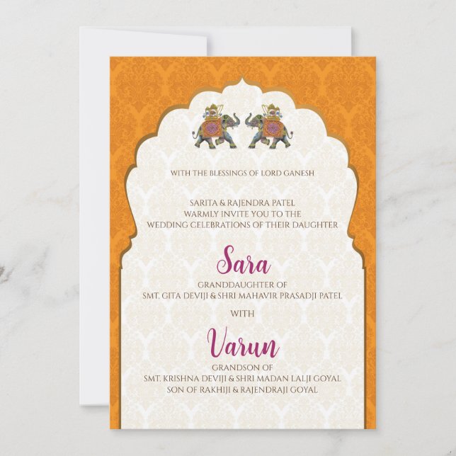 Digital Hindu Wedding Card Indische Hochzeitkarte Einladung (Vorderseite)