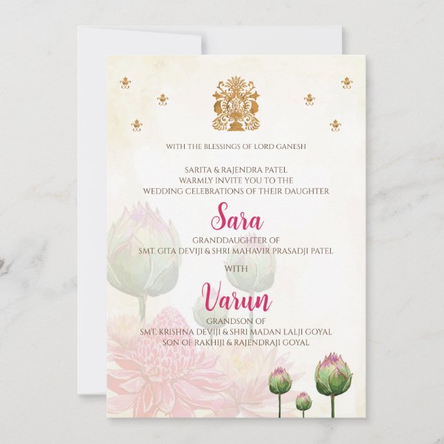 Digital Hindu Wedding Card Indische Hochzeitkarte Einladung (Vorderseite)