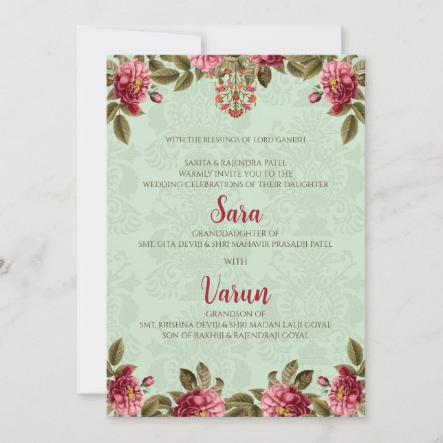 Digital Hindu Wedding Card Indische Hochzeitkarte Einladung (Vorderseite)