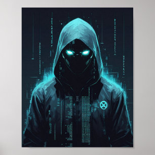 Digital Hooded Hacker Poster