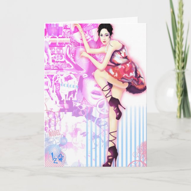 Digital-Illustration inspirierte "Mode-China - Karte (Vorderseite)