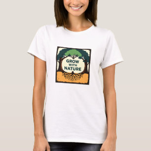 Digital Illustration of Stylized Tree with Roots a T-Shirt