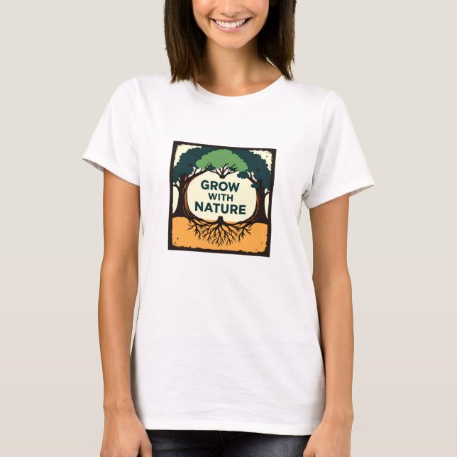 Digital Illustration of Stylized Tree with Roots a T-Shirt (Vorderseite)