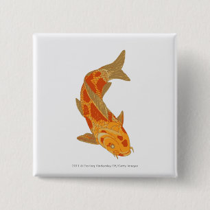 Digital-Illustration von Koi Karpfen Button