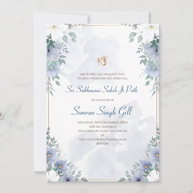 Digital invitation for Sri Sukhmani Sahib path (Devant)