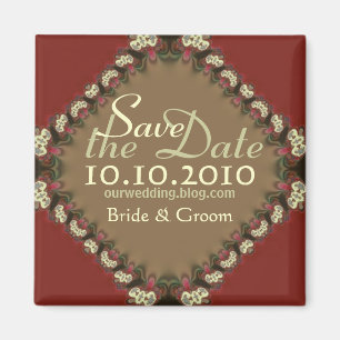 Digital Lace Brocade Speichern Sie das Date Magnet